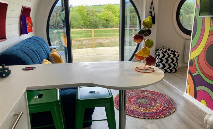 Let's Glamp Retro Luxury Glamping in West Wales  Beatles  looking out